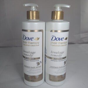 2 Set Dove Hair Therapy Breakage Remedy Shampoo Nutrient Lock Serum 13.5oz 400ml